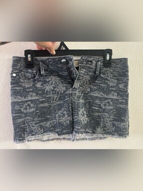 Roxy Women's Denim Mini Skirt Shorts in Washed Blue Floral